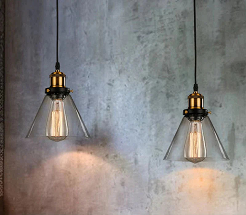 Vintage Pendant Lights American Amber Glass Lamp E27 Edison Light Bulb Dinning Room Kitchen Home