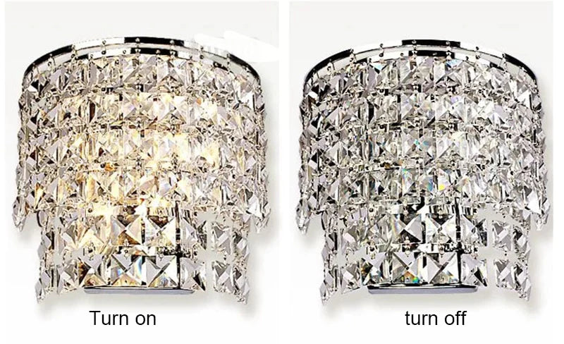 Classic Crystal Chandelier Wall Light Gold Crystalline Sconce Lamp Led Living Room Bedside Glass