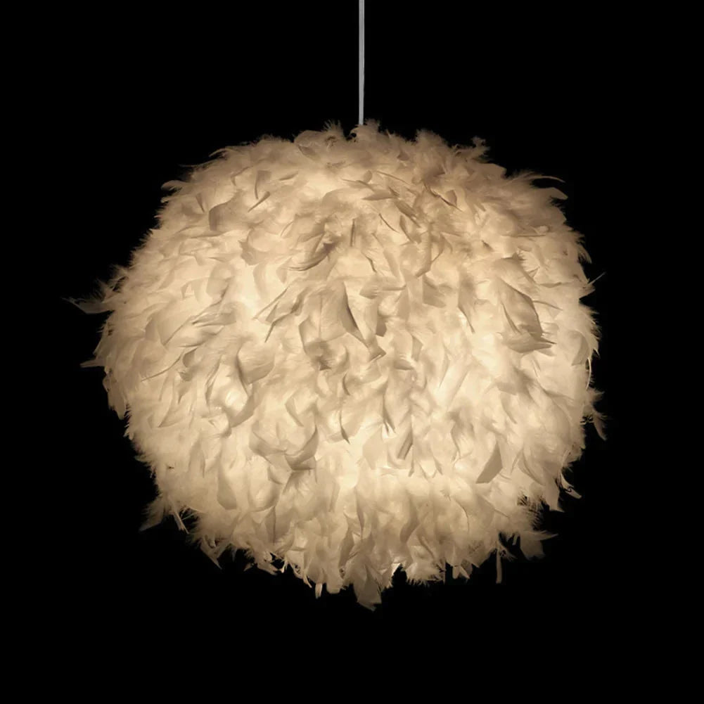 Pendant Feather Lamp Romantic Dreamlike Droplight Bedroom Living Room Parlor Hanging E26/E27 Max 60W