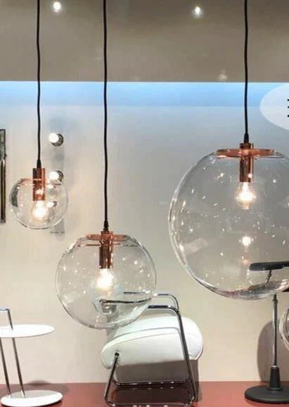 Modern Single - Head Dining Room Bedroom Living Indoor Pendant Light Clear Bubble Glass Ball Lamp