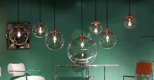 Modern Single - Head Dining Room Bedroom Living Indoor Pendant Light Clear Bubble Glass Ball Lamp