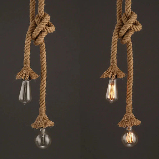 Vintage Hemp Rope Pendant Light E27 Loft Creative Personality Industrial Lamp For Restaurant Coffee