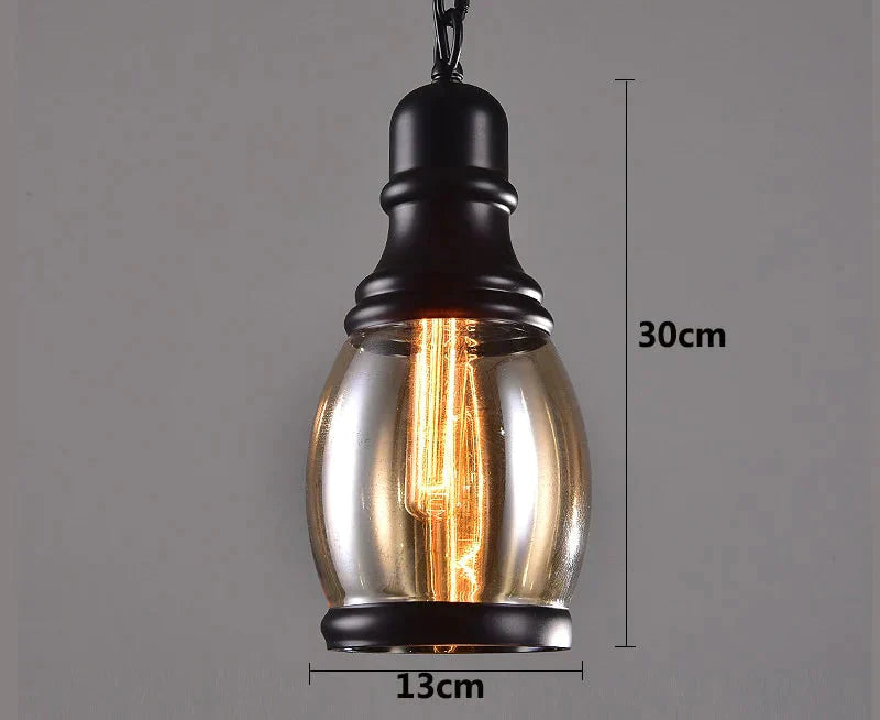 Vintage Loft Pendant Light Industrial Style Amber Glass Lamp Bar/Restaurant Retro Room Bar Bed 3