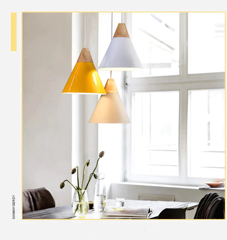 Pendant Lights Modern Wood Lamp Nordic Light For Cafe Restaurant Bedroom Hanglamp Kitchen Colorful