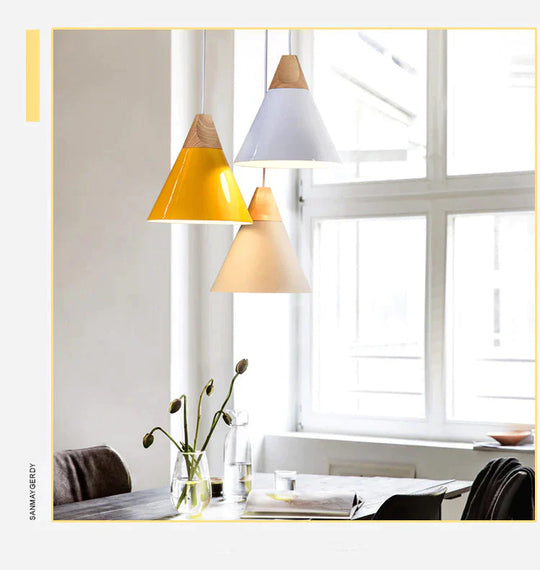 Pendant Lights Modern Wood Lamp Nordic Light For Cafe Restaurant Bedroom Hanglamp Kitchen Colorful