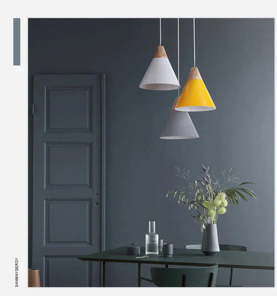 Pendant Lights Modern Wood Lamp Nordic Light For Cafe Restaurant Bedroom Hanglamp Kitchen Colorful