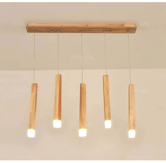 Led Pendant Lamp Matchstick Wooden Light Creative Bar Saloon Restaurant Home Modern Solid Wood