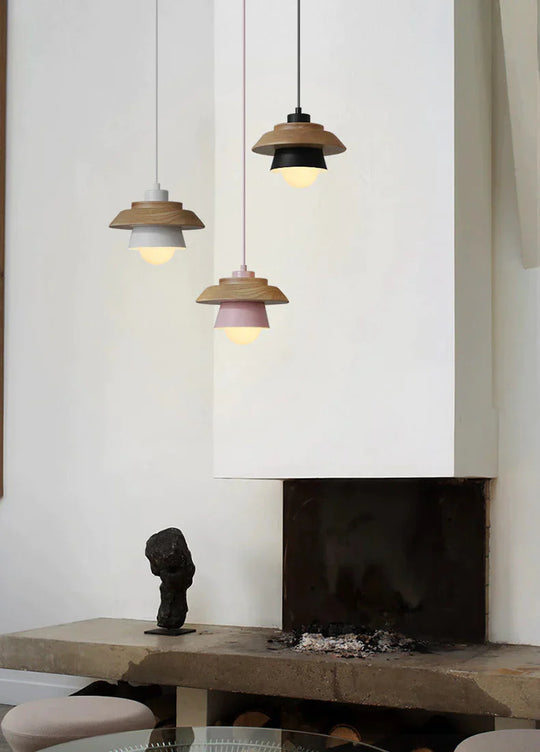 The Nordic Modern Minimalist Bedroom Small Chandelier Iron Wood Bowl Hall Creative Personality