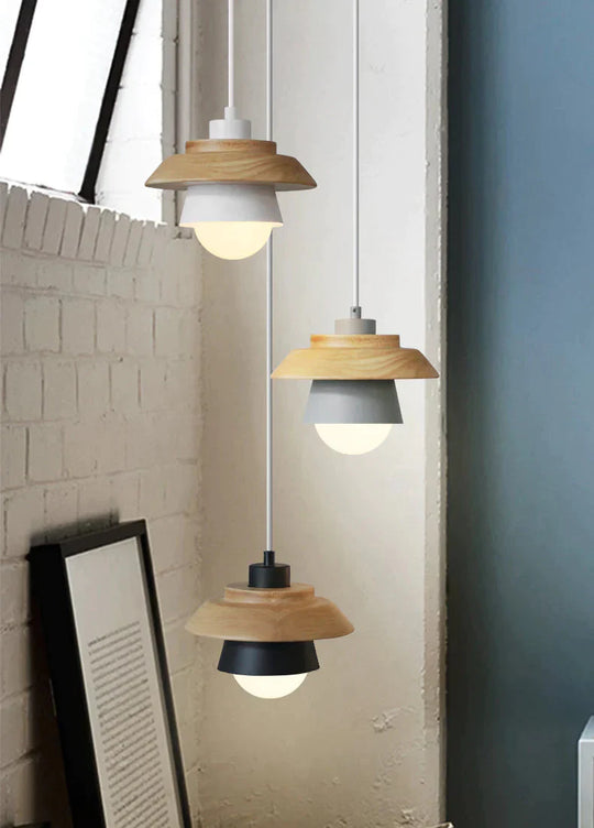 The Nordic Modern Minimalist Bedroom Small Chandelier Iron Wood Bowl Hall Creative Personality