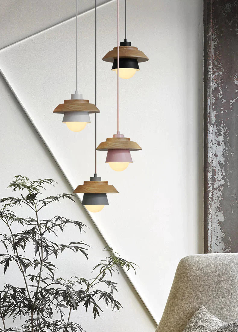 The Nordic Modern Minimalist Bedroom Small Chandelier Iron Wood Bowl Hall Creative Personality