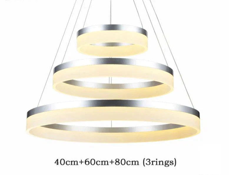 40 60 80Cm 3 Rings Modern Led Pendant Light For Living Room Bedroom Luminaire Acrylic Hanging Lamp