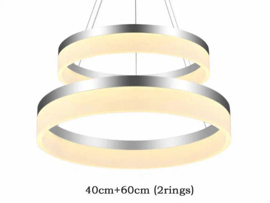 40 60 80Cm 3 Rings Modern Led Pendant Light For Living Room Bedroom Luminaire Acrylic Hanging Lamp
