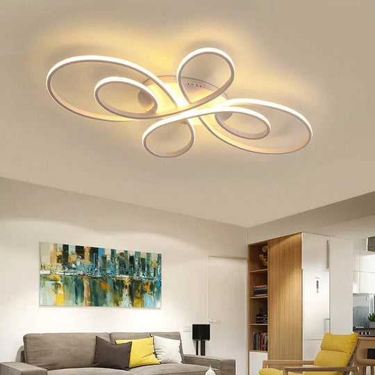 New Hot Rc White/Coffee Modern Led Ceiling Lights For Living Room Bedroom Study Dimmable Lamp