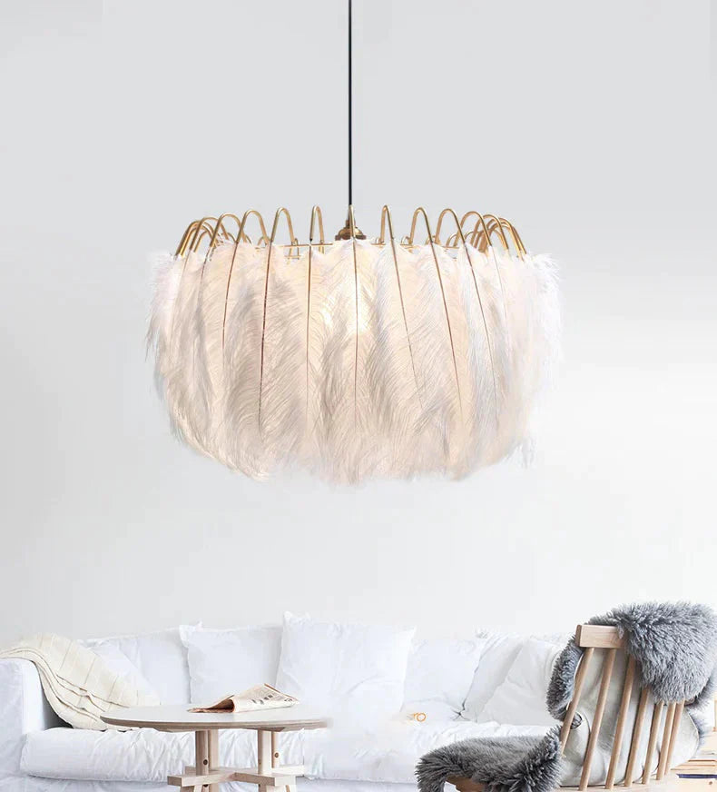 Feather Lamp Lukloy Modern Nordic Fairy Chandelier Loft Pendant Lights Living Suspension Lighting