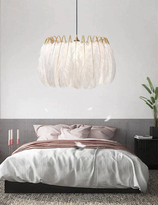 Feather Lamp Lukloy Modern Nordic Fairy Chandelier Loft Pendant Lights Living Suspension Lighting