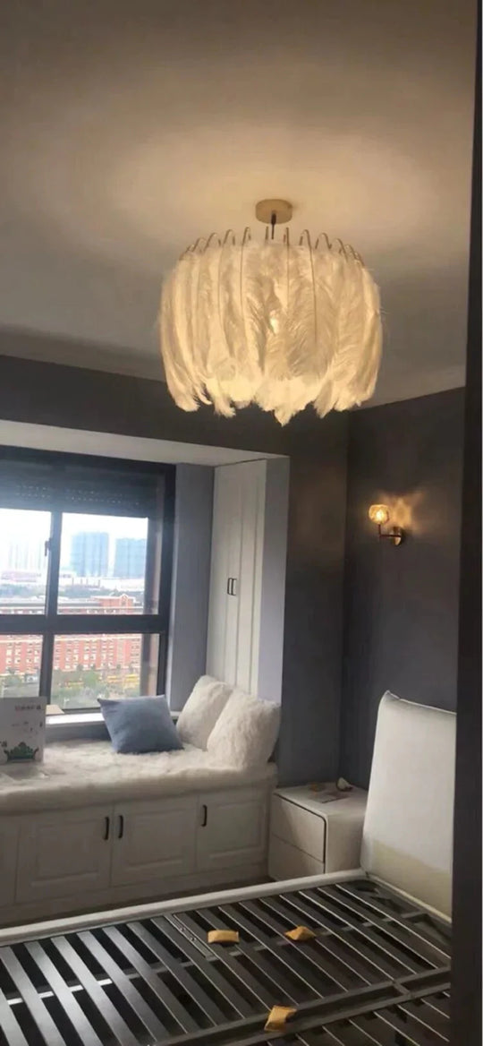 Feather Lamp Lukloy Modern Nordic Fairy Chandelier Loft Pendant Lights Living Suspension Lighting