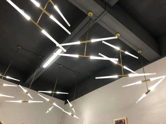 Post Modern Long Tube Branch Led Pendant Light Loft Hanging Lamp Office Bar Track Restaurant