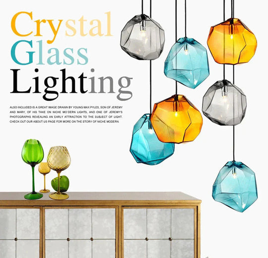 Modern Minimalist Pendant Lights Creative Colorful Glass Lamps Restaurant Led Indoor Home Lighting