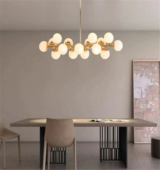 16 Heads Postmodern Gold Loft Pendant Light Art Creative Magic Beans Hang Dining Room Bar Kitchen