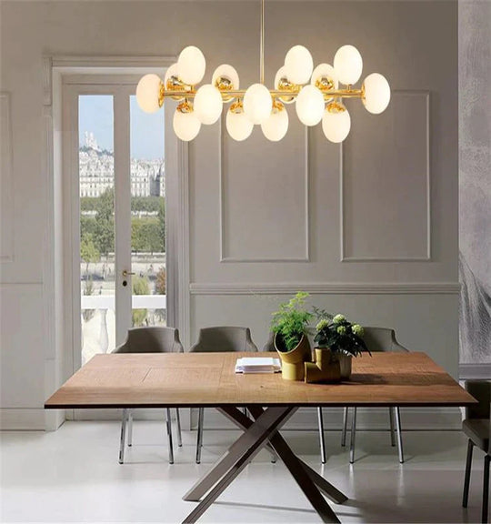 16 Heads Postmodern Gold Loft Pendant Light Art Creative Magic Beans Hang Dining Room Bar Kitchen