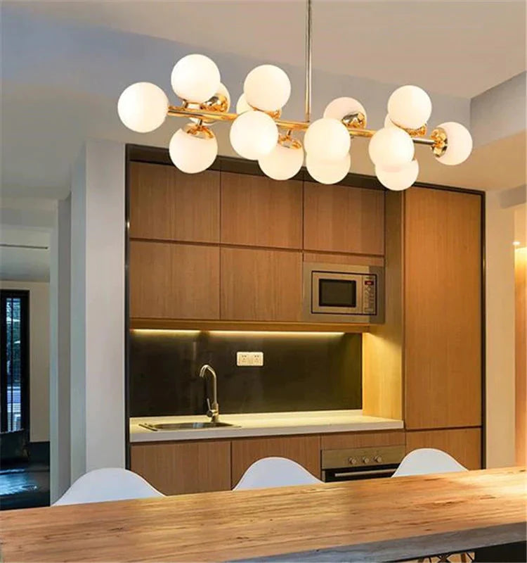 16 Heads Postmodern Gold Loft Pendant Light Art Creative Magic Beans Hang Dining Room Bar Kitchen