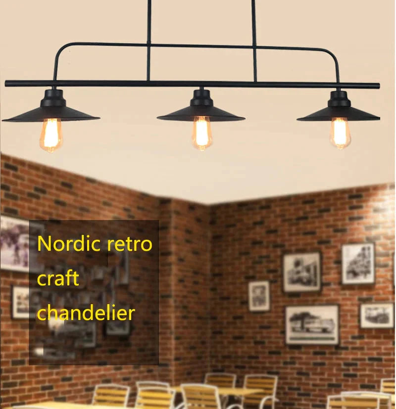 Nordic Retro Industrial Style Wrought Iron Chandelier American E27 Lamp Bar Restaurant Cafe