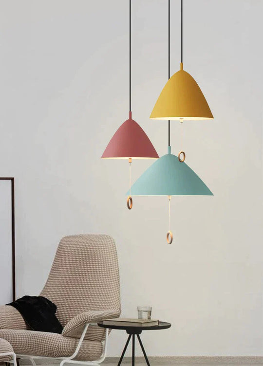 Colorful Bedside Pendant Light Pull Control Kitchen Lighting Fixture Hanging Lamp Modern Nordic