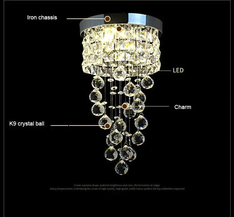 European Modern Led Crystal Aisle Lights Living Room Hallway Entrance Balcony Hotel Hanging Spiral