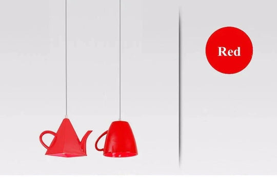 Modern Kitchen Lamp Resin Teapot Tea Cup Pendant Light Hanglamp Hanging Fixture For Dining Room