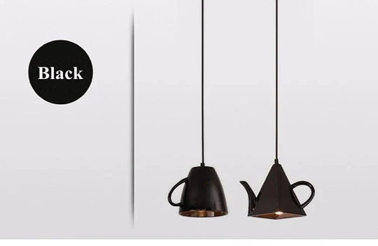 Modern Kitchen Lamp Resin Teapot Tea Cup Pendant Light Hanglamp Hanging Fixture For Dining Room