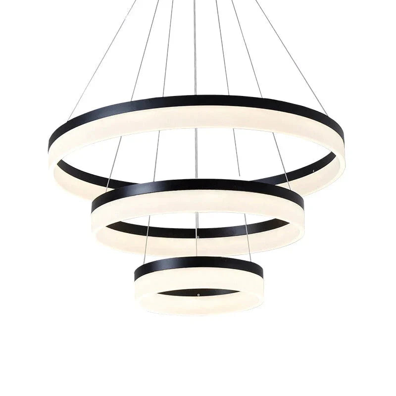 Modern Led Pendant Lights Fixtures For Living Dining Room Decor Rings Suspension Bedroom Lustre