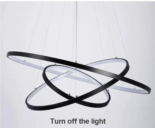 60Cm 80Cm 100Cm Modern Pendant Lights For Living Room Dining Circle Rings Acrylic Aluminum Body Led