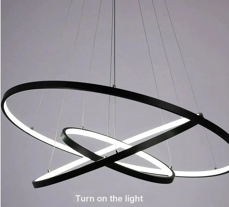 60Cm 80Cm 100Cm Modern Pendant Lights For Living Room Dining Circle Rings Acrylic Aluminum Body Led