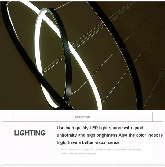 60Cm 80Cm 100Cm Modern Pendant Lights For Living Room Dining Circle Rings Acrylic Aluminum Body Led