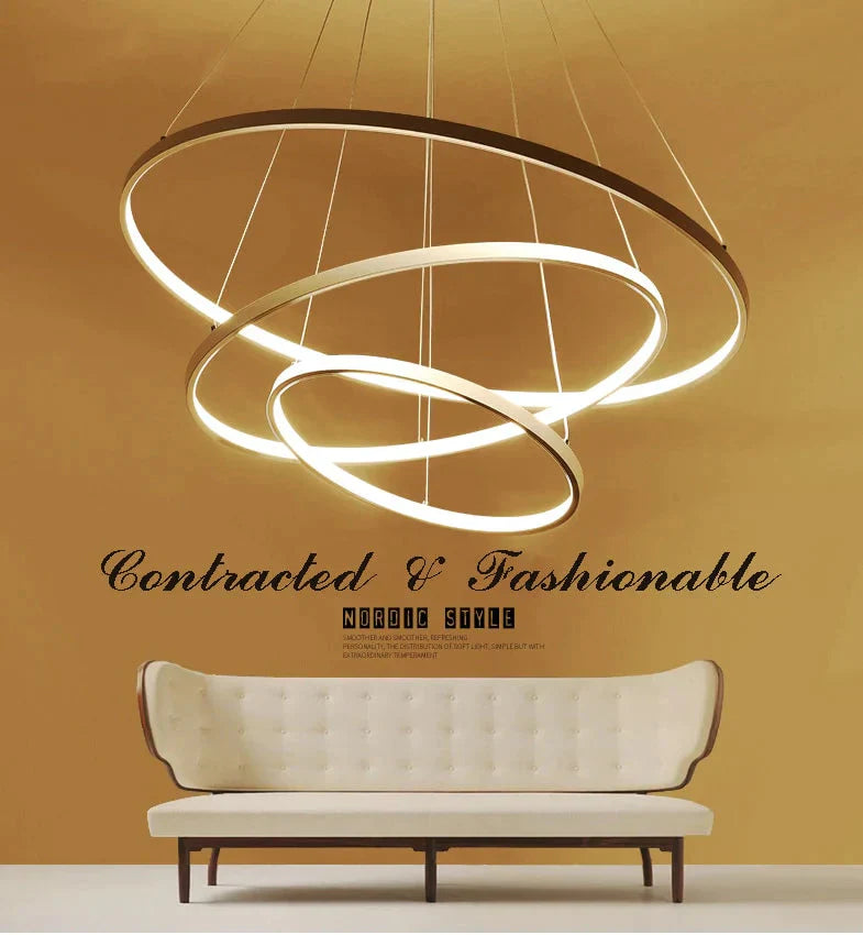 60Cm 80Cm 100Cm Modern Pendant Lights For Living Room Dining Circle Rings Acrylic Aluminum Body Led