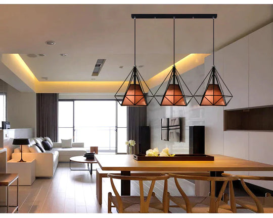 Modern Cage Pendant Light Iron Minimalist Retro Scandinavian Loft Pyramid Lamp Metal Hanging Lamp