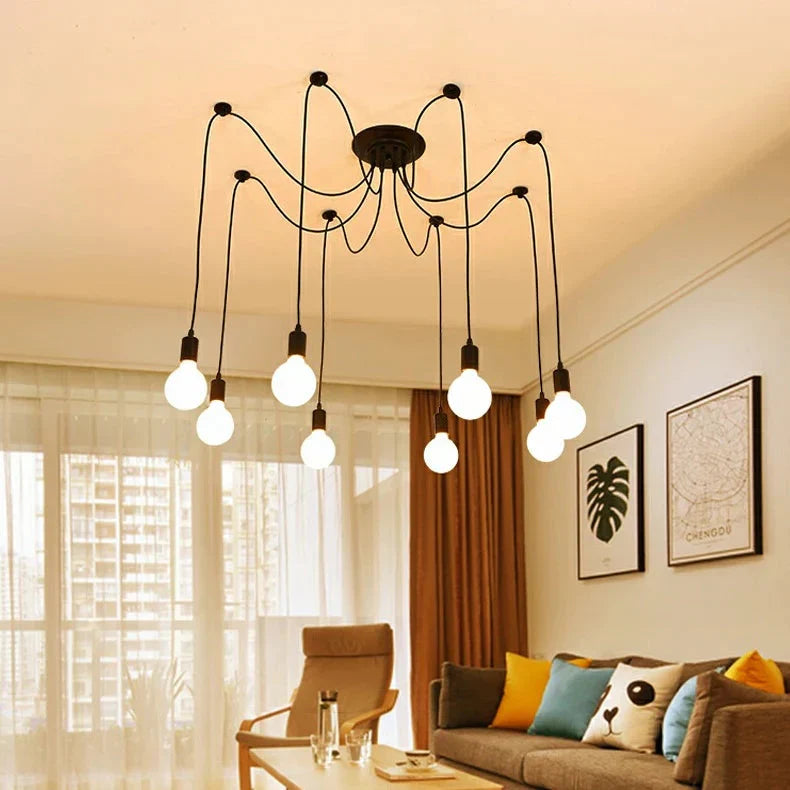 Chandelier Diy Art Spider Ceiling Lamp Fixture Light Hanging Mordern Nordic Retro Edison Bulb