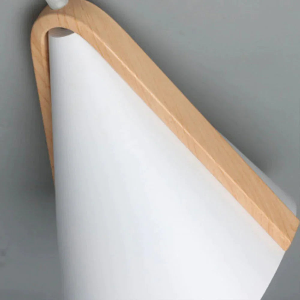 Nordic Pendant Light Wood Grain Modern Minimalist Creative Wrought White Iron Lampshade Lighting