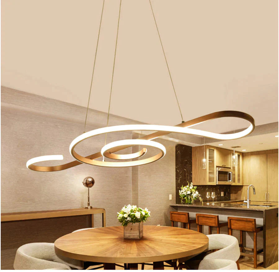 Gold Painted Led Pendant Lights Dining Living Room Kitchen Modern Lighting Lamp Fixture Remote