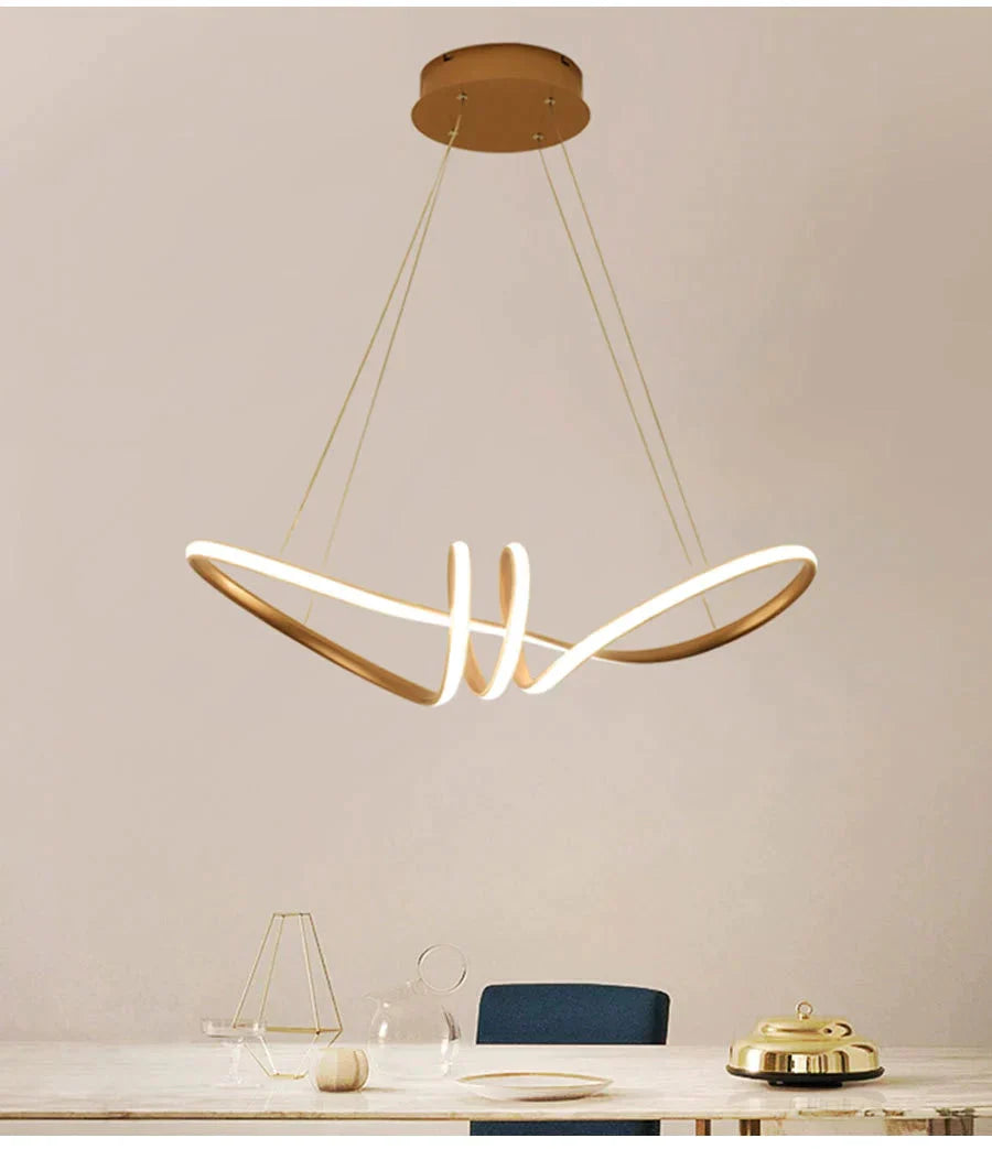 Gold Painted Led Pendant Lights Dining Living Room Kitchen Modern Lighting Lamp Fixture Remote