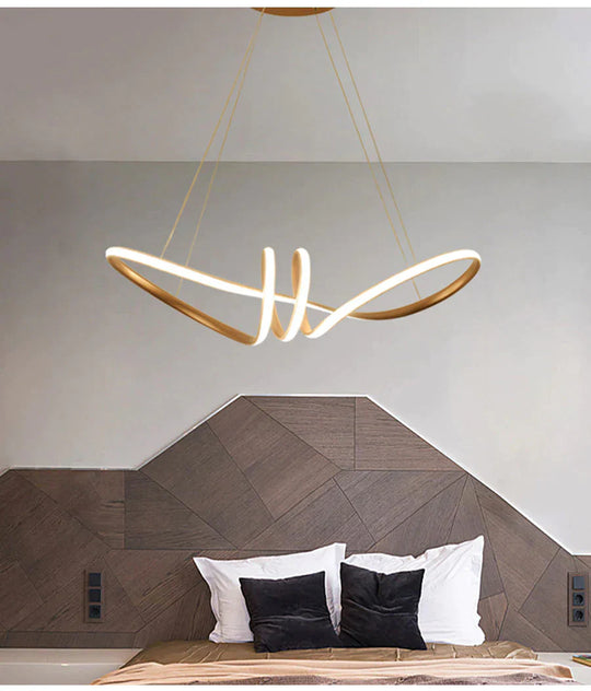 Gold Painted Led Pendant Lights Dining Living Room Kitchen Modern Lighting Lamp Fixture Remote