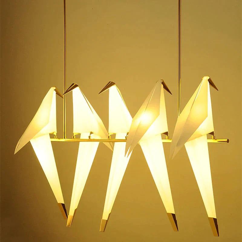 Modern Paper Crane Metal Vintage Chandelier Hanging Light Restaurant Living Dining Children’s