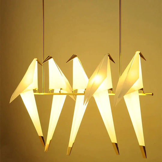 Modern Paper Crane Metal Vintage Chandelier Hanging Light Restaurant Living Dining Children’s