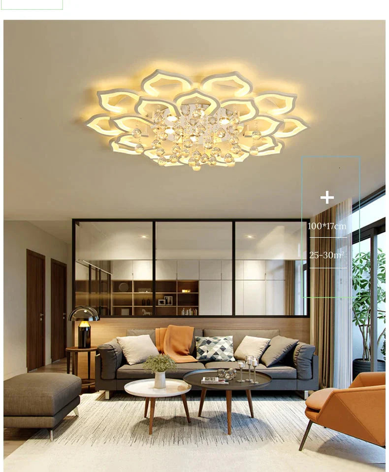 White Acrylic Modern Chandelier Lights For Living Room Bedroom Remote Control Led Indoor Lamp Home