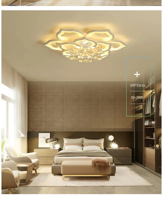 White Acrylic Modern Chandelier Lights For Living Room Bedroom Remote Control Led Indoor Lamp Home