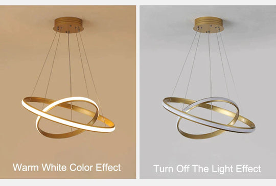 New Modern Led Pendant Lights Lliving Room Dining Black White Golden Coffee Rings Aluminum Body