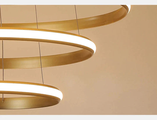 New Modern Led Pendant Lights Lliving Room Dining Black White Golden Coffee Rings Aluminum Body