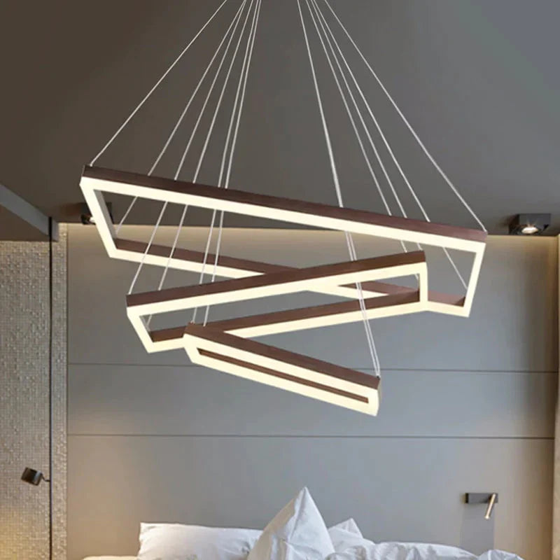 Square Hanging Lamp Modern Led Pendant Lights For Living Room With Remote Dimmable Home Bedroom