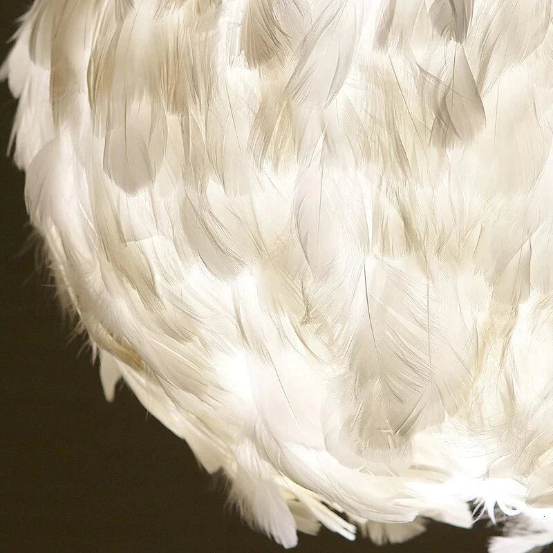 Modern Personality White Feather Chandelier E27 Led Lustre Pendant Lamp Fixture Bedroom Living Room