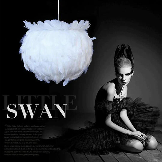 Modern Personality White Feather Chandelier E27 Led Lustre Pendant Lamp Fixture Bedroom Living Room